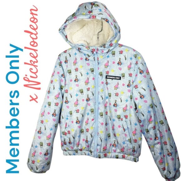 MEMBERS ONLY x NICKELODEON SPONGE BOB Full Zip Fleece Lined Puffer Jacket Medium - Picture 1 of 10